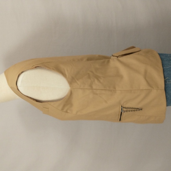 Khaki Vest Button Front Classic Waistcoat Lined & Washable Unisex 36" Chest - Picture 3 of 10